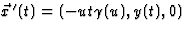 $\vec x{\,}^\prime(t)
=(-ut\gamma(u),y(t),0)$