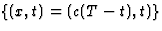$\{(x,t)=(c(T-t),t)\}$